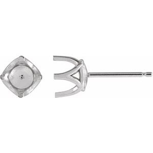Platinum 5 mm Round 4 Prong Woven-Design Earring Mounting