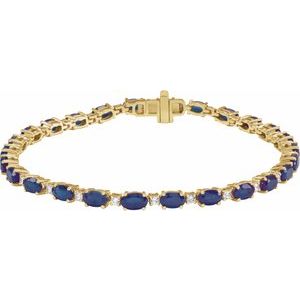 14K Yellow Gold Lab-Grown Blue Sapphire & 5/8 CTW Lab-Grown Diamond Line 7" Bracelet