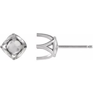 Platinum 6 mm Round 4 Prong Woven-Design Earring Mounting