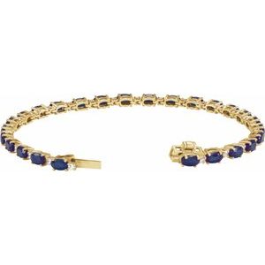 14K Yellow Gold Lab-Grown Blue Sapphire & 5/8 CTW Lab-Grown Diamond Line 7" Bracelet