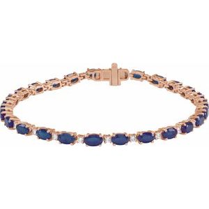 14K Rose Gold Lab-Grown Blue Sapphire & 5/8 CTW Lab-Grown Diamond Line 7" Bracelet
