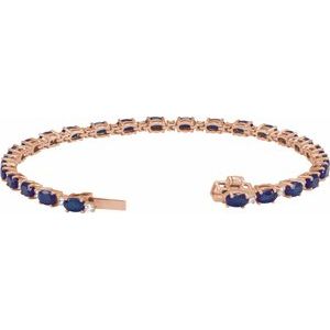 14K Rose Gold Lab-Grown Blue Sapphire & 5/8 CTW Lab-Grown Diamond Line 7" Bracelet