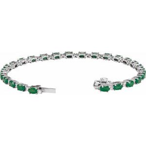 14K White Gold Lab-Grown Emerald & 5/8 CTW Lab-Grown Diamond Line 7" Bracelet