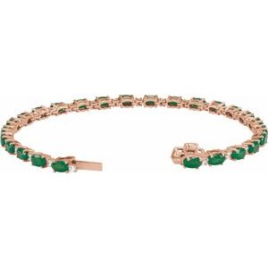 14K Rose Gold Lab-Grown Emerald & 5/8 CTW Lab-Grown Diamond Line 7" Bracelet