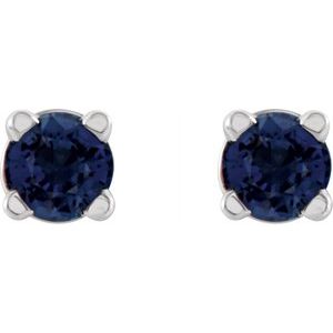14K White Gold 2.5 mm Natural Blue Sapphire Earrings – image 2