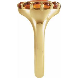 14K Yellow Gold Natural Mexican Fire Opal & Natural Citrine Halo-Style Ring