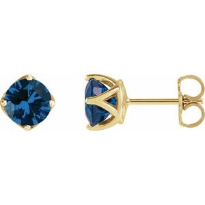 14K Yellow Gold 6 mm Round Lab-Grown Blue Sapphire Woven-Design Earrings