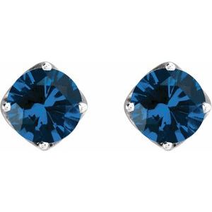 14K White Gold  6 mm Round Lab-Grown Blue Sapphire Woven-Design Earrings – image 2