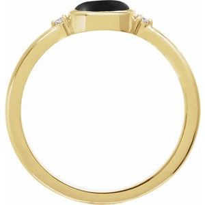 14K Yellow Gold 8 mm Round Natural Black Onyx & .03 CTW Natural Diamond Ring
