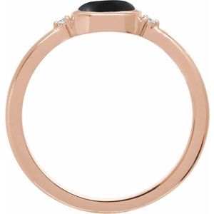 14K Rose Gold 6 mm Round Natural Black Onyx & .03 CTW Natural Diamond Ring