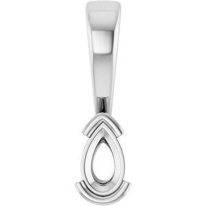 14K White Gold 5x3 mm Pear Charm/Pendant Mounting – image 2
