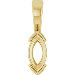 18K Yellow Gold 11x5.5 mm Marquise Charm/Pendant Mounting – image 2