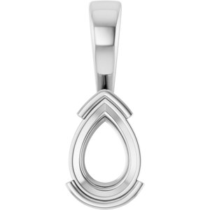 14K White Gold 10x7 mm Pear Charm/Pendant Mounting – image 2