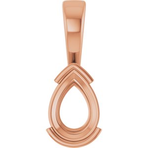18K Rose Gold 10x7 mm Pear Charm/Pendant Mounting – image 2