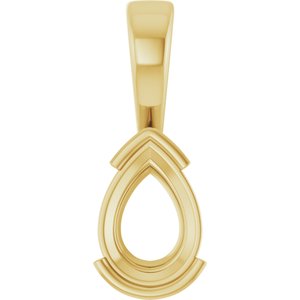 10K Yellow Gold 10x7 mm Pear Charm/Pendant Mounting – image 2