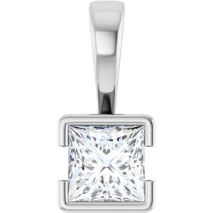 14K X1 White Gold 5x5 mm Square Charm/Pendant Mounting
