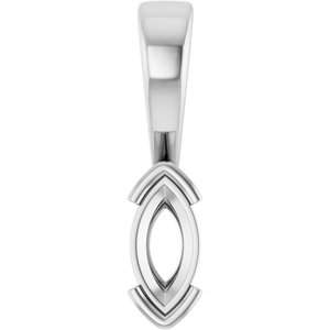 14K White Gold 7x3.5 mm Marquise Charm/Pendant Mounting – image 2