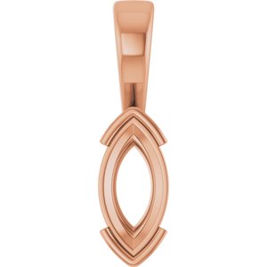 18K Rose Gold 12x6 mm Marquise Charm/Pendant Mounting – image 2