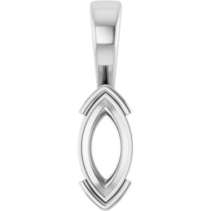 14K X1 White Gold 12x6 mm Marquise Charm/Pendant Mounting – image 2