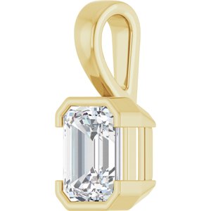 14K Yellow Gold 8x6 mm Emerald Charm/Pendant Mounting – image 3