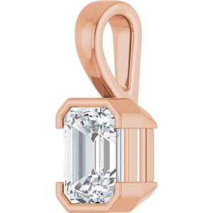 14K Rose Gold 8x6 mm Emerald Charm/Pendant Mounting – image 3