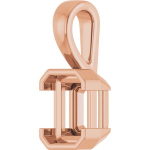18K Rose Gold 8x6 mm Emerald Charm/Pendant Mounting – image 4