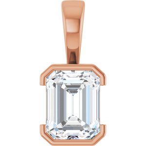 10K Rose Gold 9x7 mm Emerald Charm/Pendant Mounting