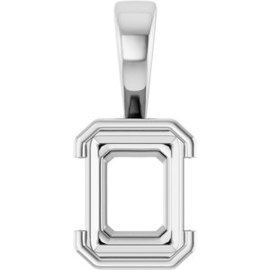18K White Gold 9x7 mm Emerald Charm/Pendant Mounting – image 2