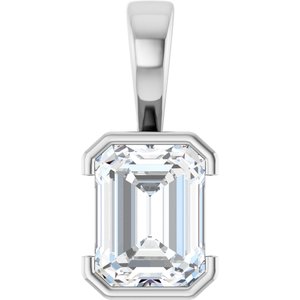 Platinum 9x7 mm Emerald Charm/Pendant Mounting
