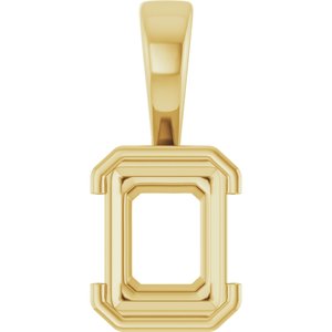18K Yellow Gold 9x7 mm Emerald Charm/Pendant Mounting – image 2