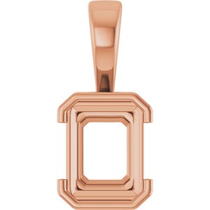 18K Rose Gold 9x7 mm Emerald Charm/Pendant Mounting – image 2