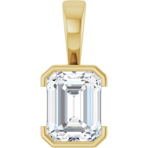 18K Yellow Gold 9x7 mm Emerald Charm/Pendant Mounting