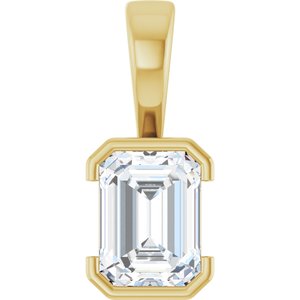14K Yellow Gold 8x6 mm Emerald Charm/Pendant Mounting