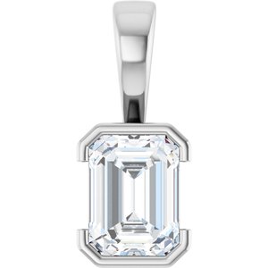 Sterling Silver 8x6 mm Emerald Charm/Pendant Mounting