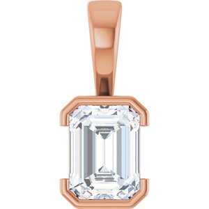 18K Rose Gold 8x6 mm Emerald Charm/Pendant Mounting