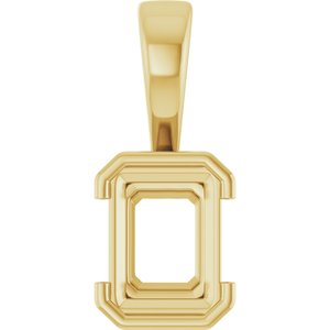 14K Yellow Gold 8x6 mm Emerald Charm/Pendant Mounting – image 2