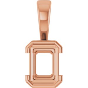 14K Rose Gold 8x6 mm Emerald Charm/Pendant Mounting – image 2