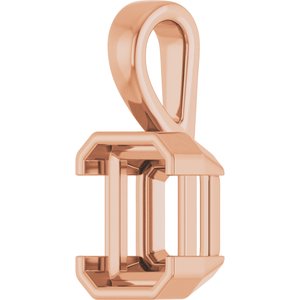 14K Rose Gold 9x7 mm Emerald Charm/Pendant Mounting – image 4