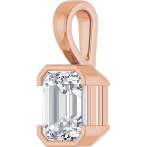 14K Rose Gold 9x7 mm Emerald Charm/Pendant Mounting – image 3
