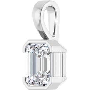 18K White Gold 9x7 mm Emerald Charm/Pendant Mounting – image 3