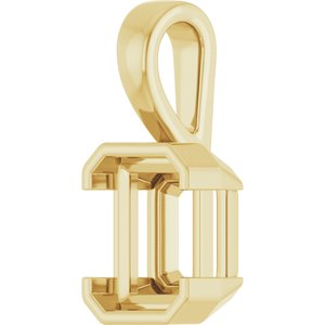 14K Yellow Gold 9x7 mm Emerald Charm/Pendant Mounting – image 4