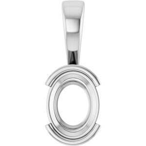 10K White Gold 9x7 mm Oval Charm/Pendant Mounting – image 2
