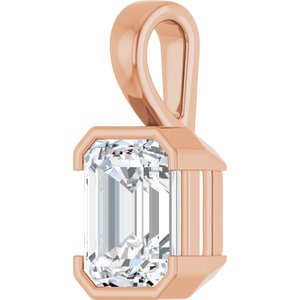 14K Rose Gold 10x8 mm Emerald Charm/Pendant Mounting – image 3