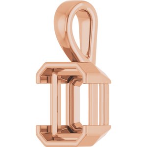 14K Rose Gold 10x8 mm Emerald Charm/Pendant Mounting – image 4