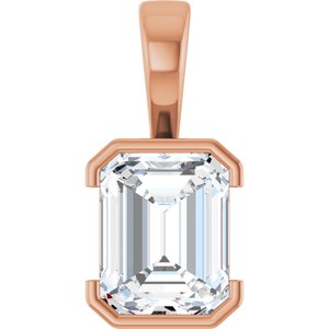 14K Rose Gold 10x8 mm Emerald Charm/Pendant Mounting