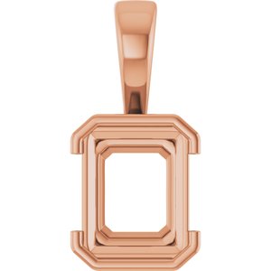 14K Rose Gold 10x8 mm Emerald Charm/Pendant Mounting – image 2