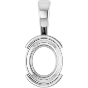 Platinum 12x10 mm Oval Charm/Pendant Mounting – image 2