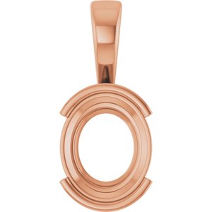 14K Rose Gold 12x10 mm Oval Charm/Pendant Mounting – image 2