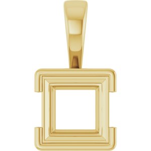 18K Yellow Gold 8x8 mm Square Charm/Pendant Mounting – image 2