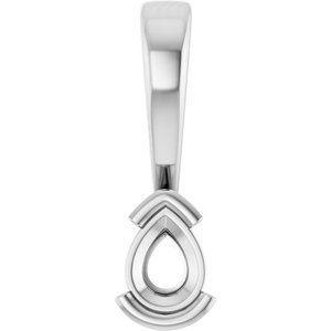 14K White Gold 4x3 mm Pear Charm/Pendant Mounting – image 2